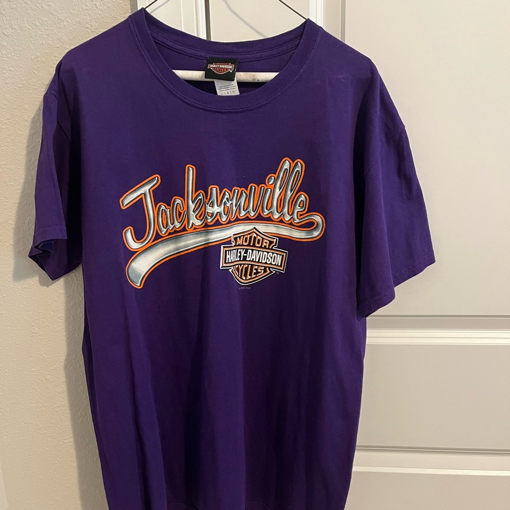 Harley-Davidson Large Tee in Bold Purple with Orange Accents